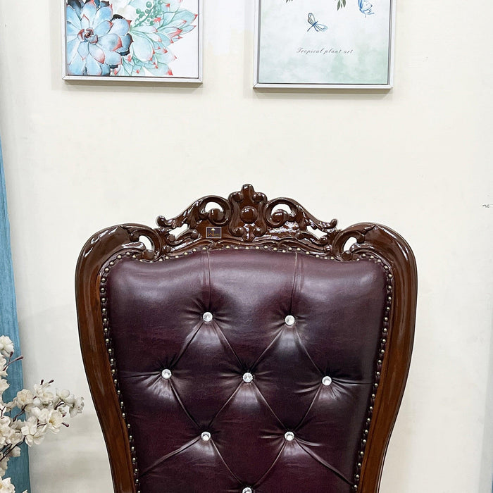 Wooden Twist Luxurious Hand Carved Teak Wood High Back Throne Chair - Wooden Twist UAE