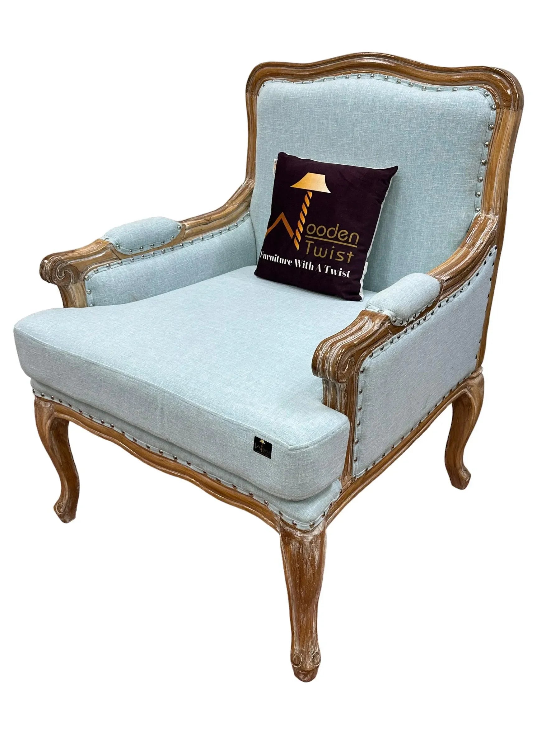 Wooden Bransford Arm Chair (Light Blue) - Wooden Twist UAE