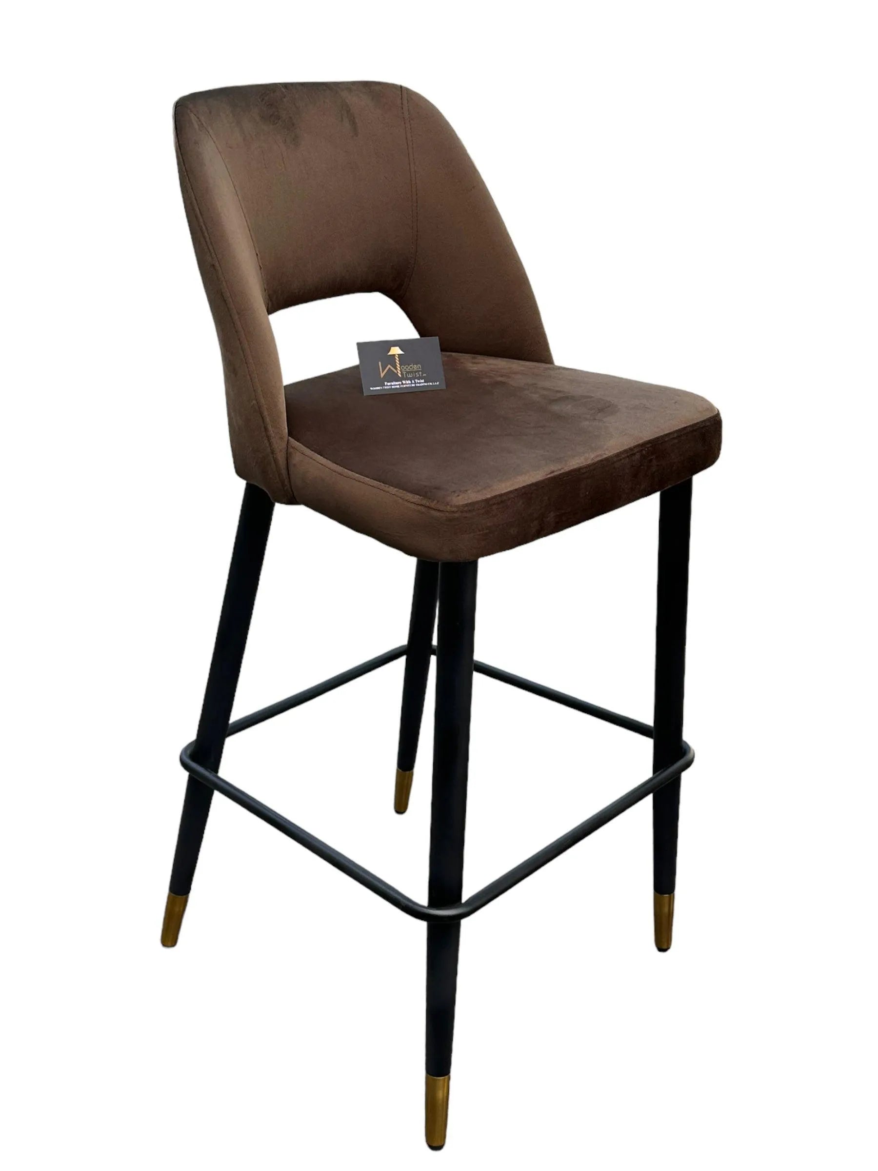 Wooden Twist Disc High Longer Metal Kitchen Counter Armless Chair - Wooden Twist UAE