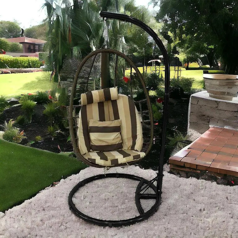 Wooden Twist Attractive Elegant Home Decor Steel & Rattan Comfortable Single Seater Swing - Wooden Twist UAE