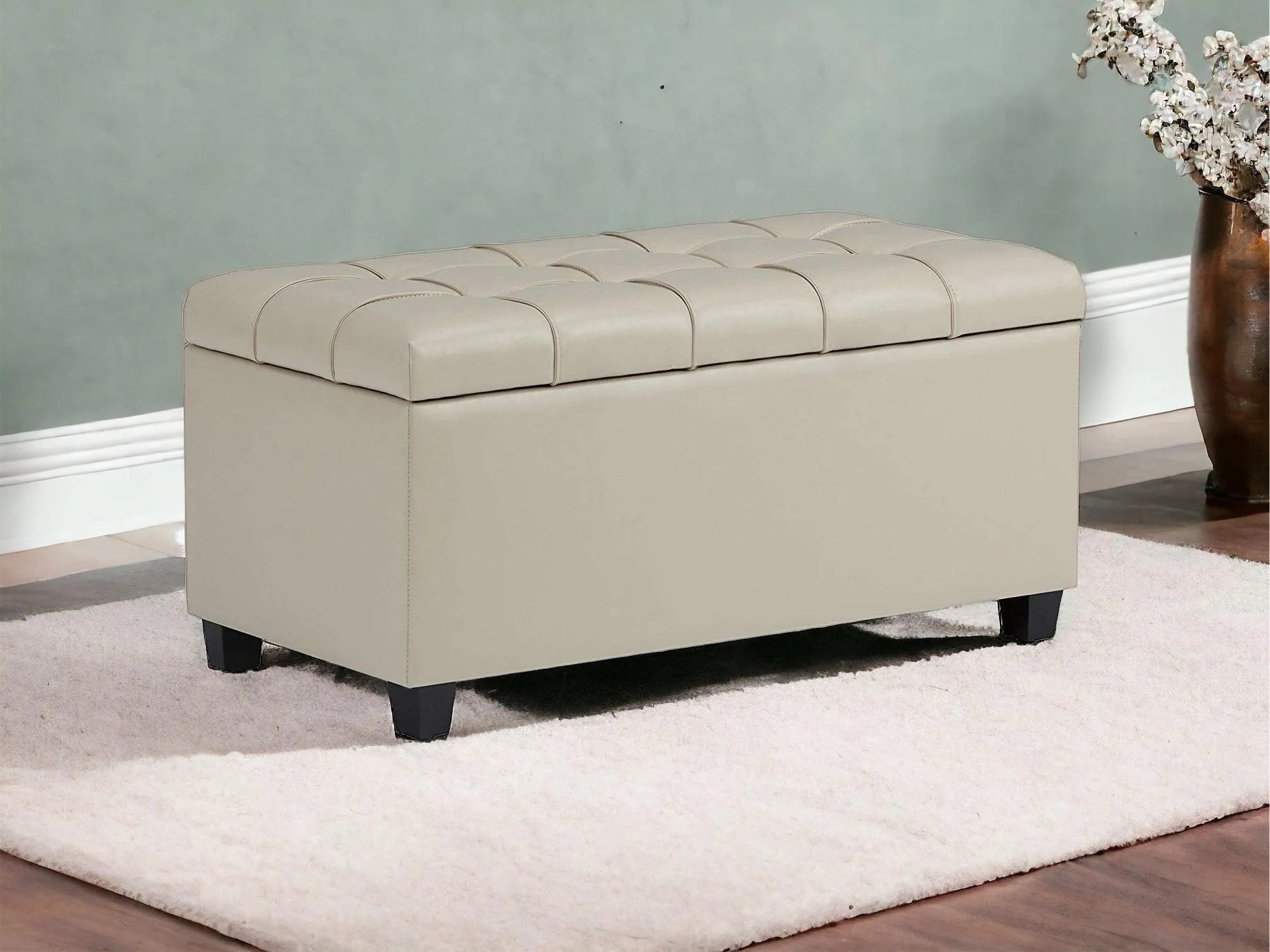 Luper Tufted Storage Bench Ottoman Pouffes with Storage - Wooden Twist UAE