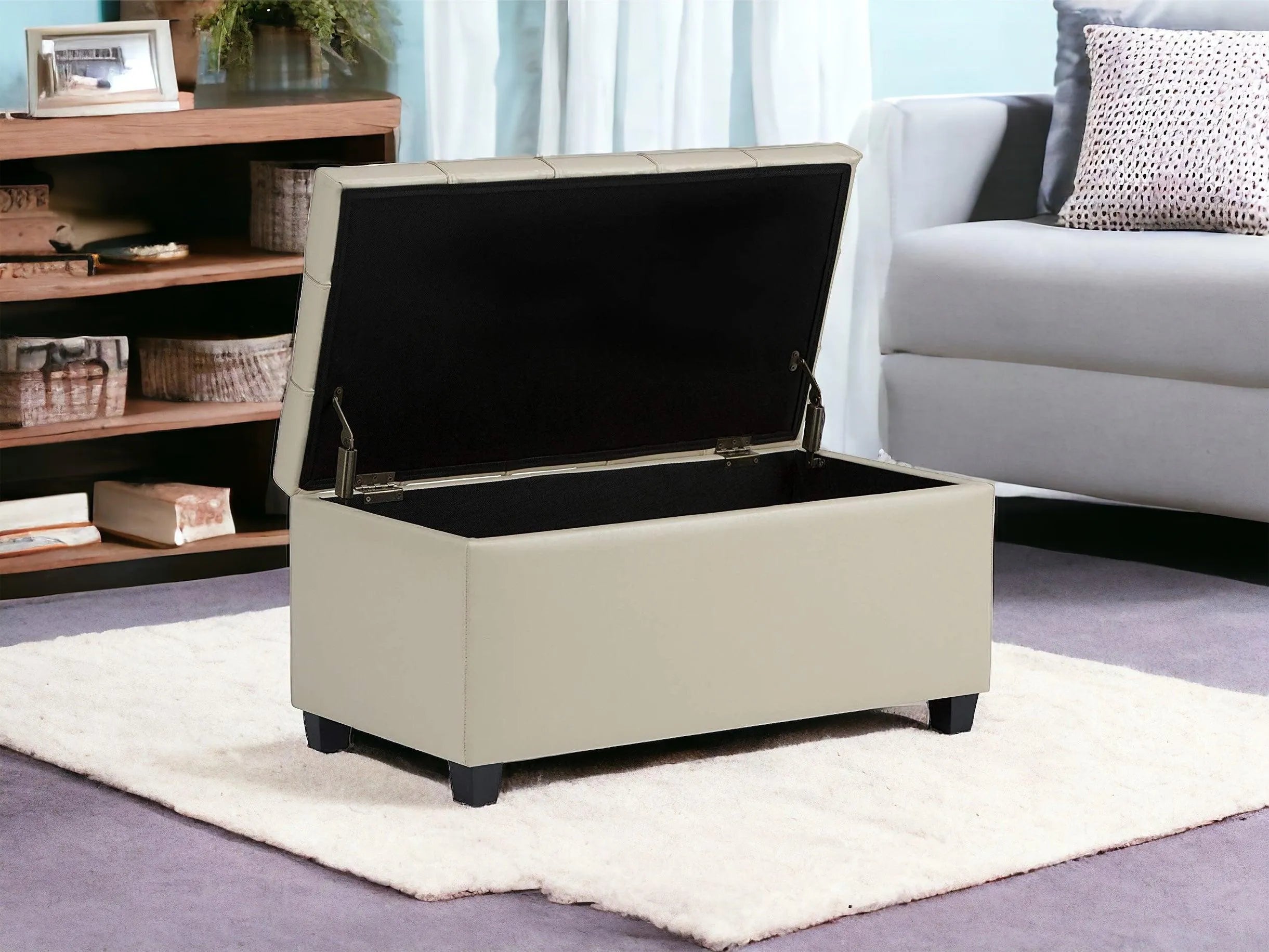 Luper Tufted Storage Bench Ottoman Pouffes with Storage - Wooden Twist UAE