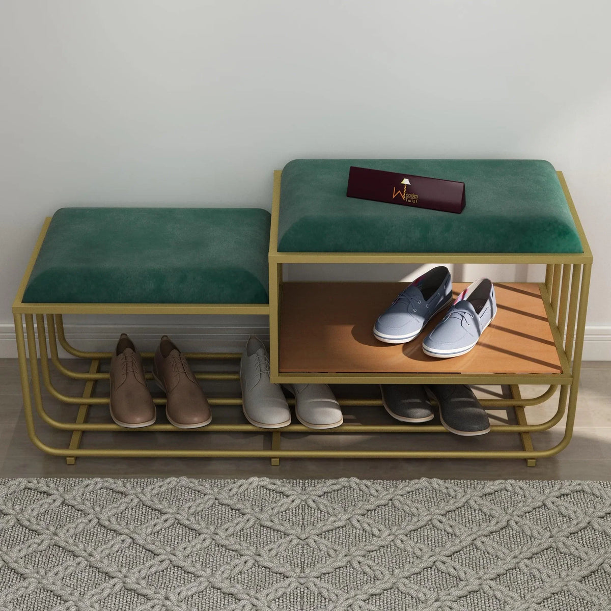 Cage-Style Wrought Iron Shoe Rack Bench, Built to Do Double Duty