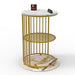 Wooden Twist Abstract Style Wrought Iron 1-Tier Round End Table ( Golden ) - Wooden Twist UAE