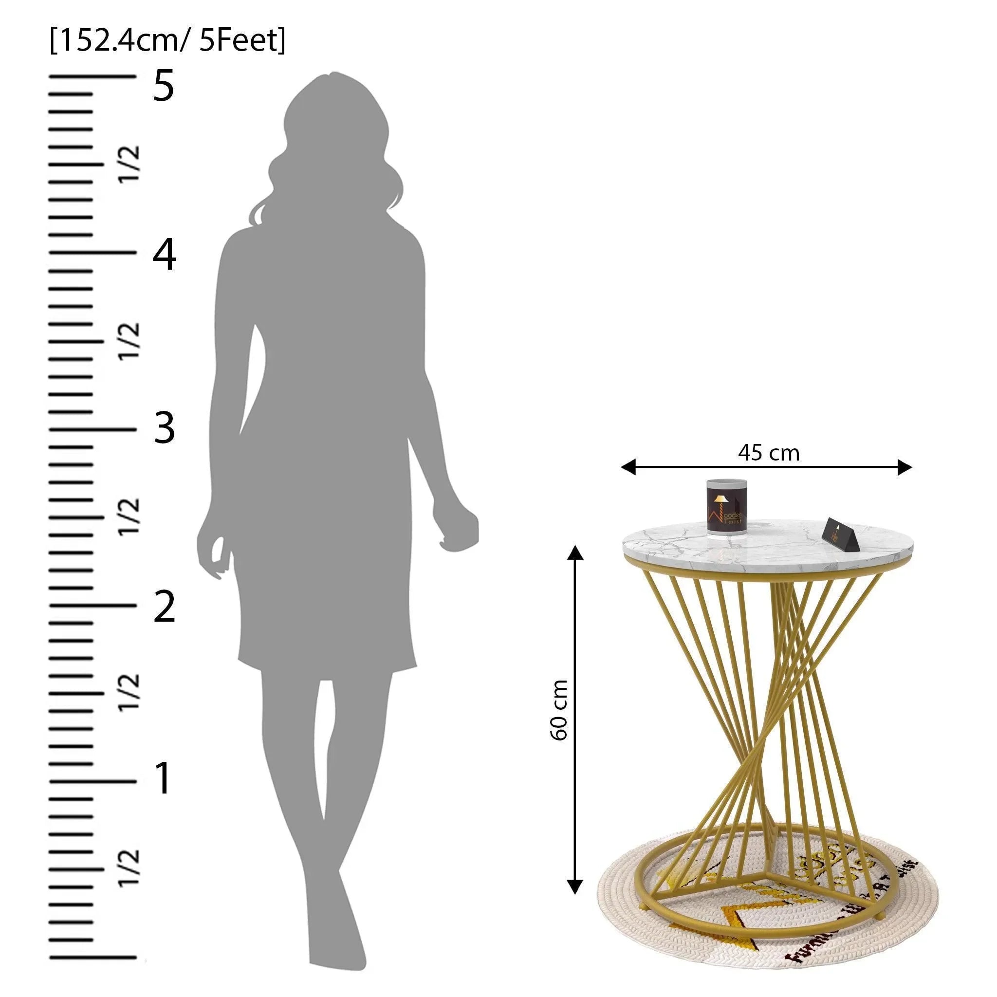 Wooden Twist Abstract Rays Style Wrought Iron Round End Table ( Golden ) - Wooden Twist UAE