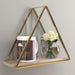 Triangle Metallic Twist Solid Wood Iron Storage Shelf (Golden) - Wooden Twist UAE