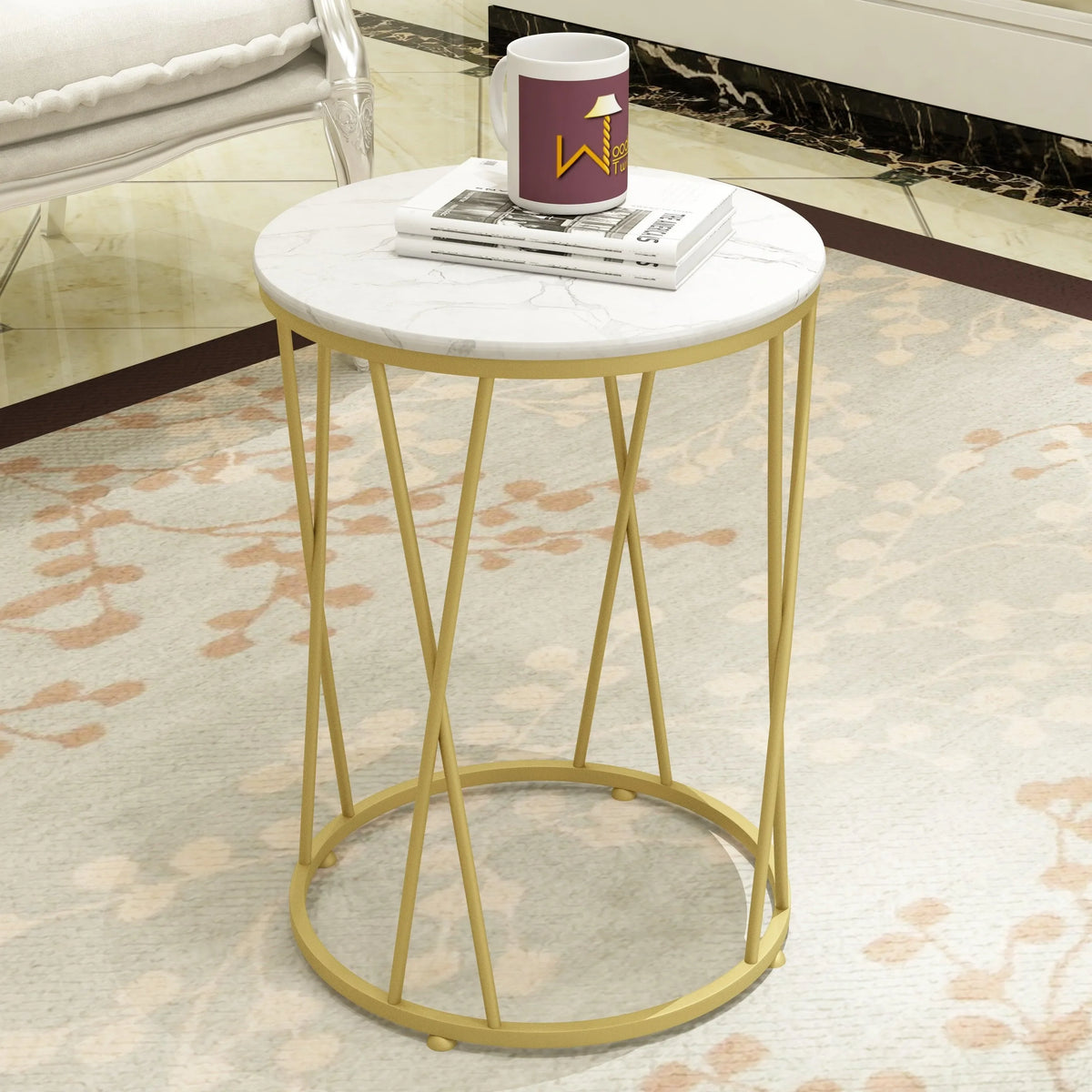 A golden accent piece for modern living rooms