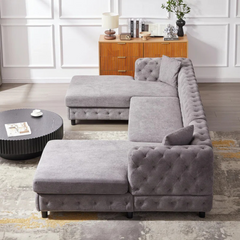 Laxora 6-Seater Sectional Sofa Grey