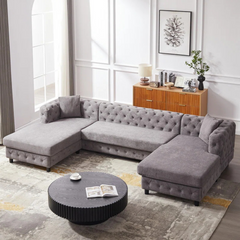 Laxora 6-Seater Sectional Sofa Grey