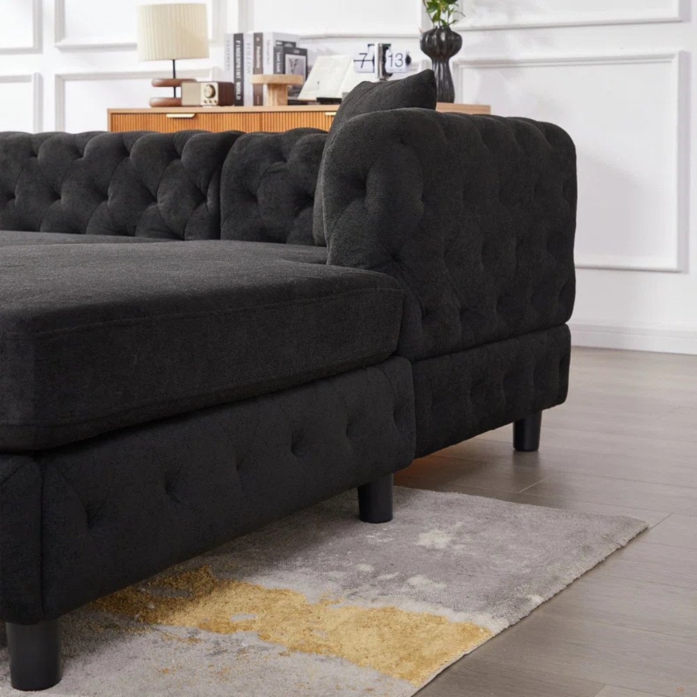 Laxora 6-Seater Sectional Sofa Black