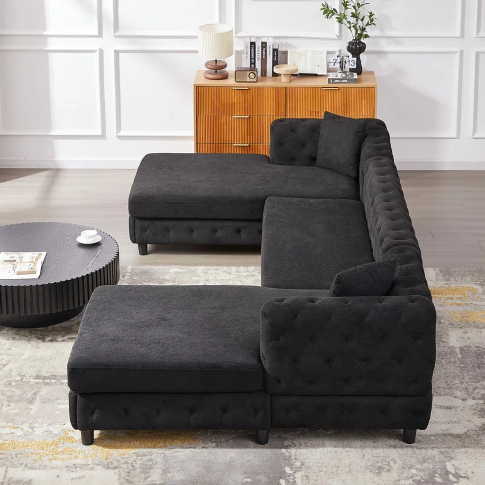 Laxora 6-Seater Sectional Sofa Black