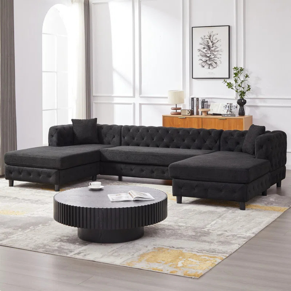 Laxora 6-Seater Sectional Sofa Black