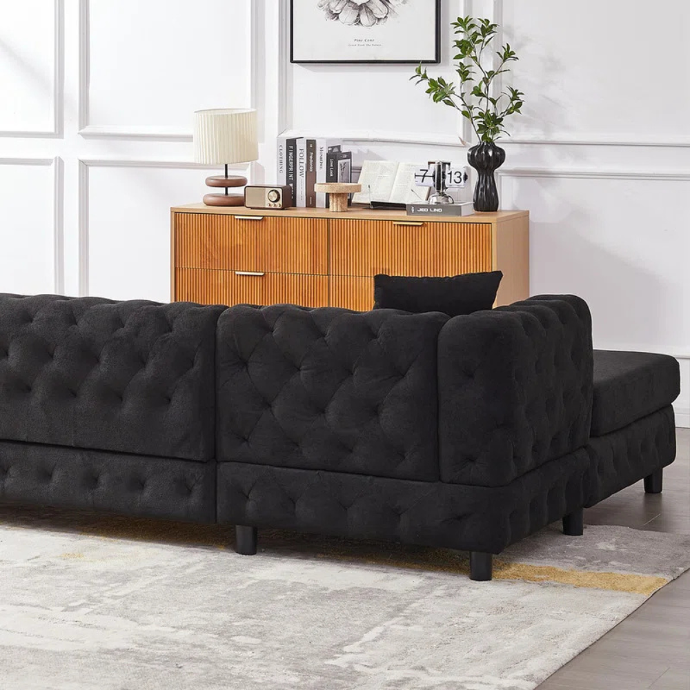 Laxora 6-Seater Sectional Sofa Black