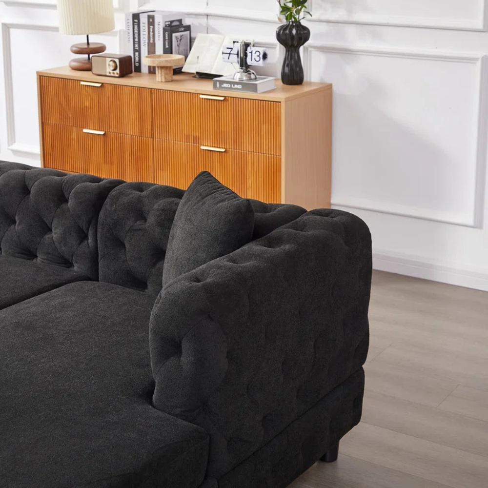 Laxora 6-Seater Sectional Sofa Black