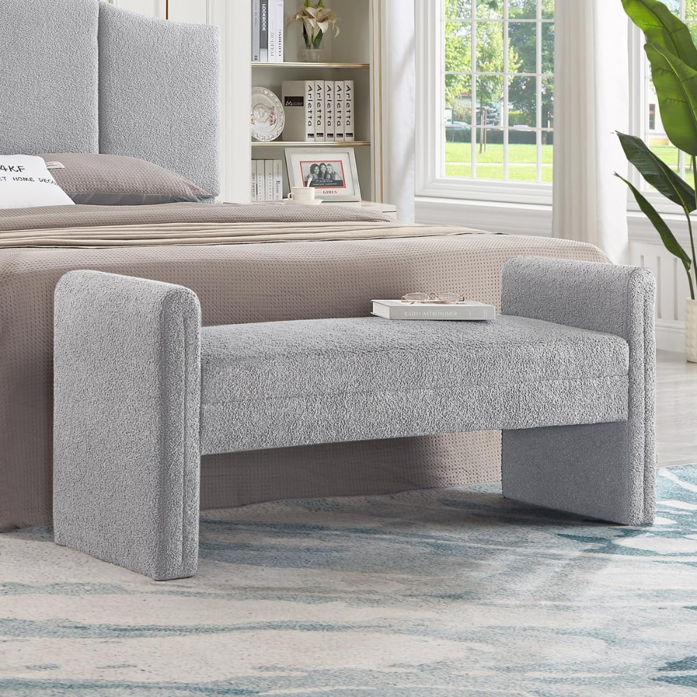 Light Grey Ottoman Bench