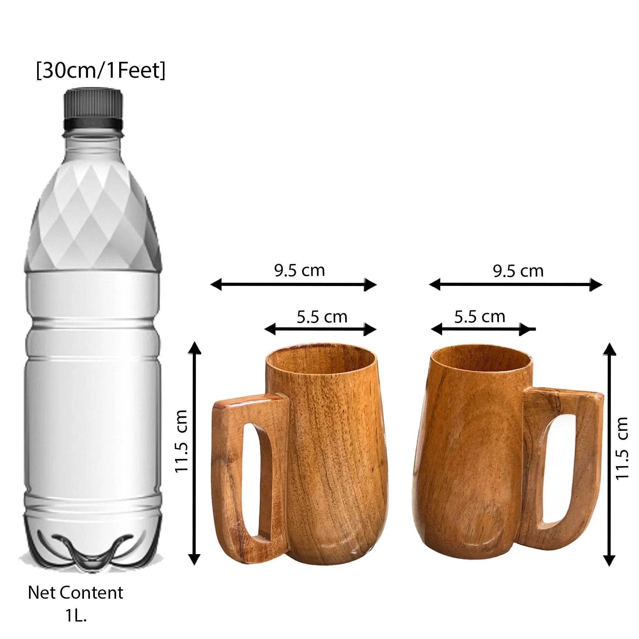 Wooden Twist Acacia Wood Gripping Handle Coffee Mug ( Set of 2 ) - Wooden Twist UAE
