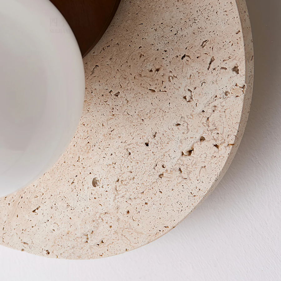Genuine Travertine & Walnut Wood