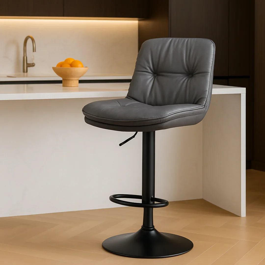Wooden Twist Lunara 360° Swivel Cafe Bar Stool Chair Adjustable Counter Height with Backrest