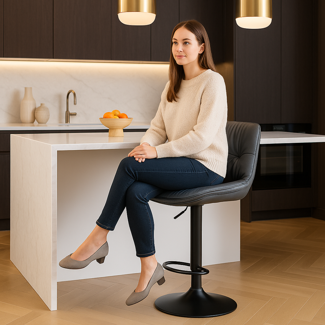 Wooden Twist Lunara 360° Swivel Cafe Bar Stool Chair Adjustable Counter Height with Backrest