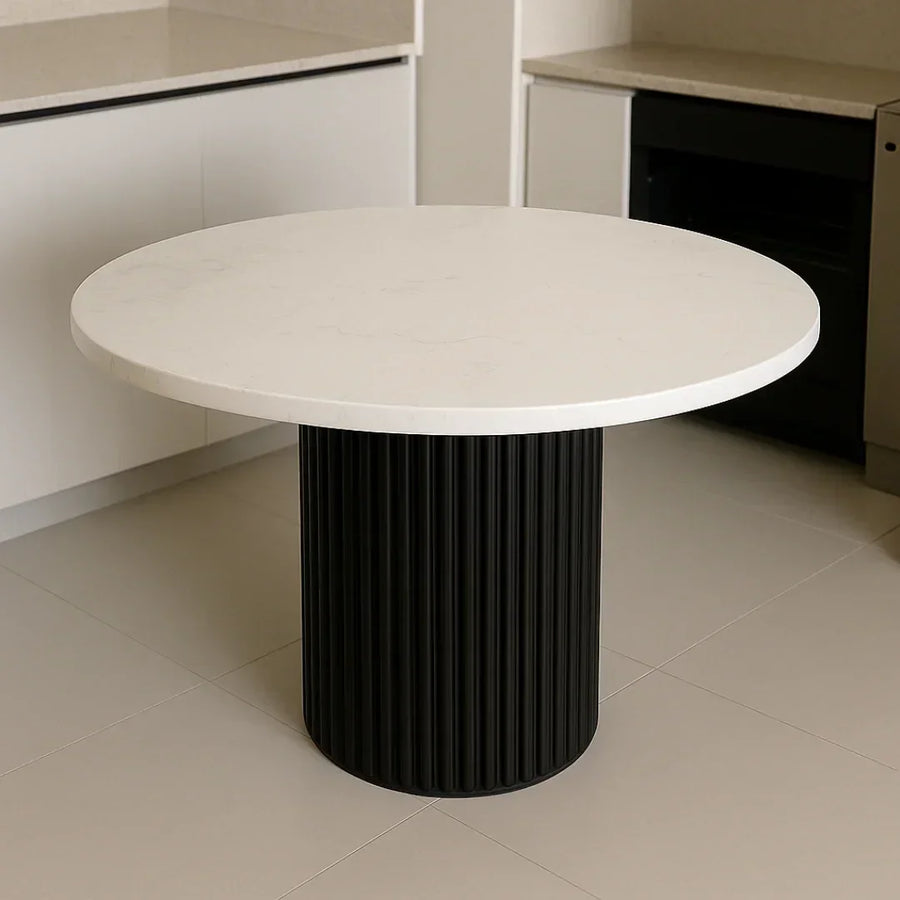 A sculptural metal foundation