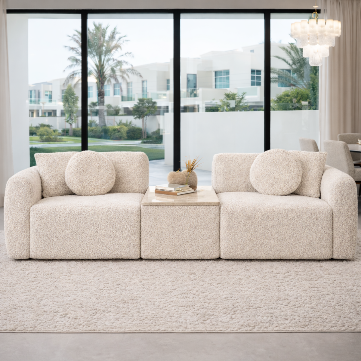 Buy Wooden Twist Lunaro Cloud Boucle Sofa Set Online at uae