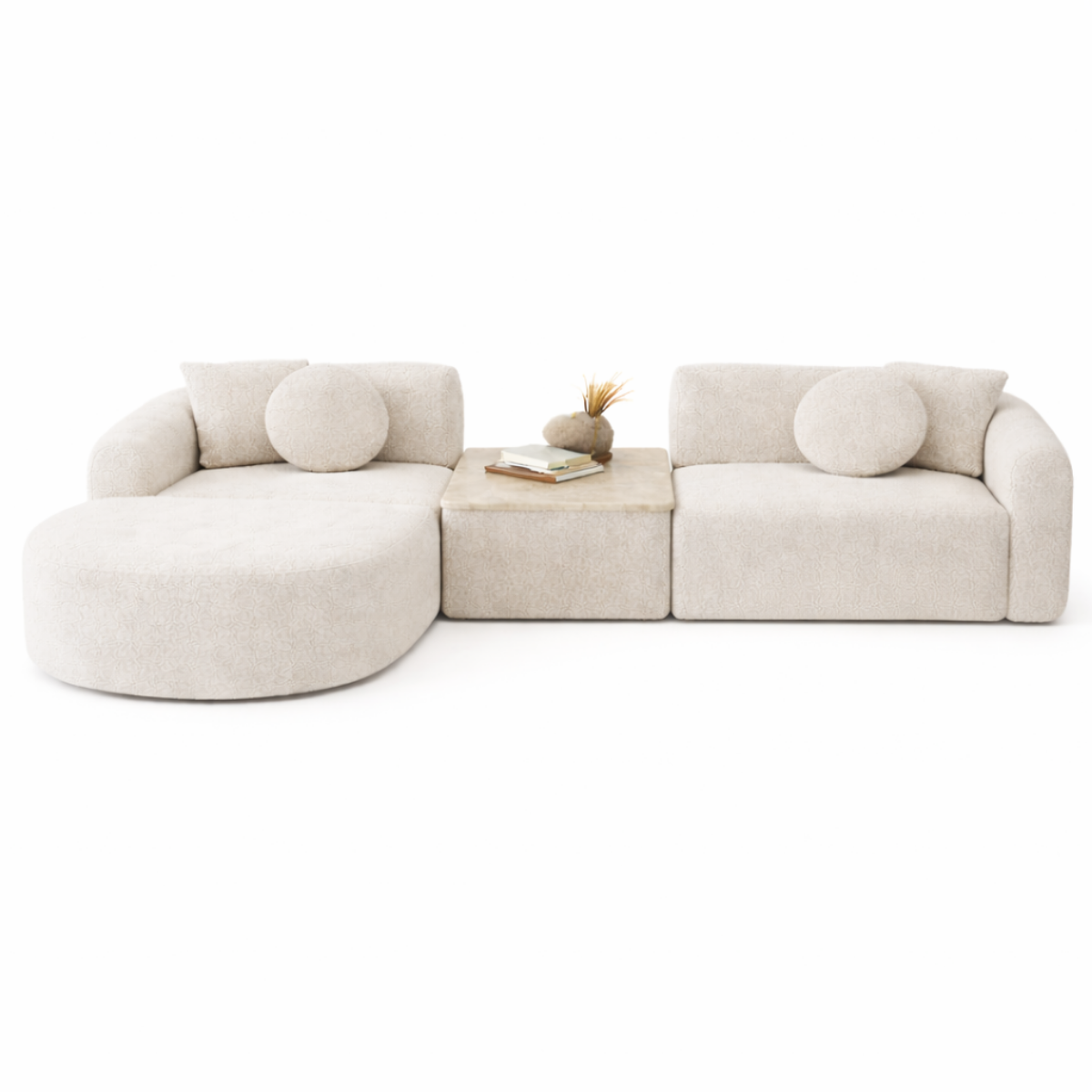 Curved Modular Sofa with Ottoman