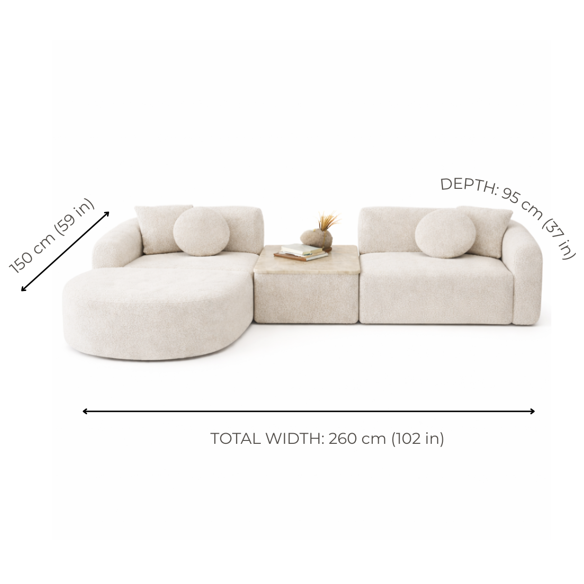 Curved Modular Sofa with Ottoman