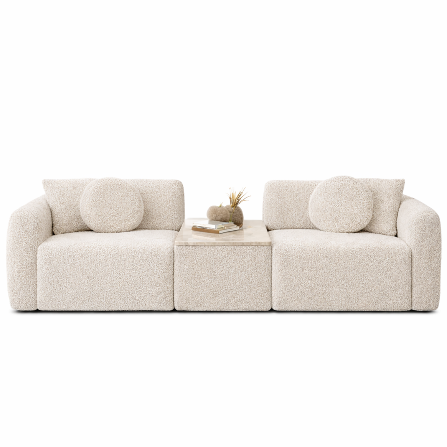 Boucle Fabric with an Integrated Marble Table