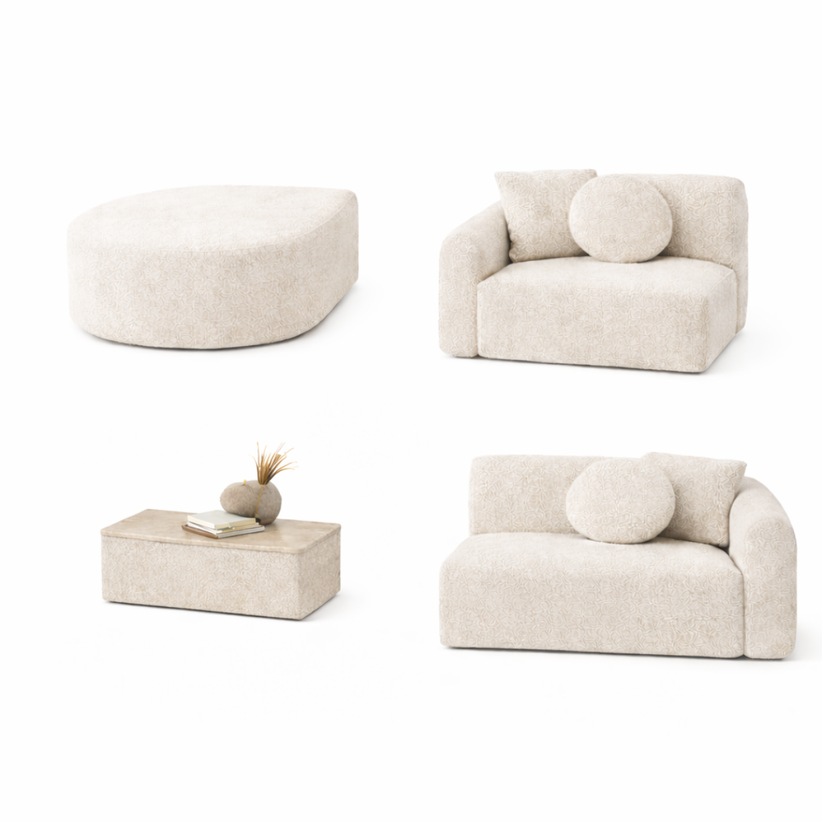 Curved Modular Sofa with Ottoman