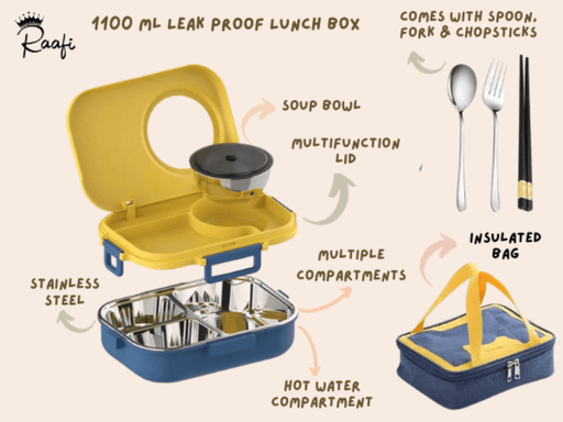 Raafi lunch box set with all included accessories – a comprehensive solution for convenient dining.