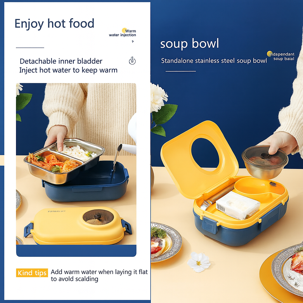 Wooden Twist Stainless Steel Tiffin Box Lunch Box Kids Adults