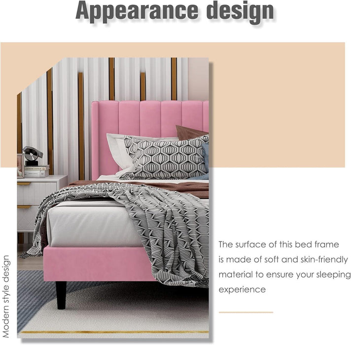 Luxurious pink Velvet Bed 