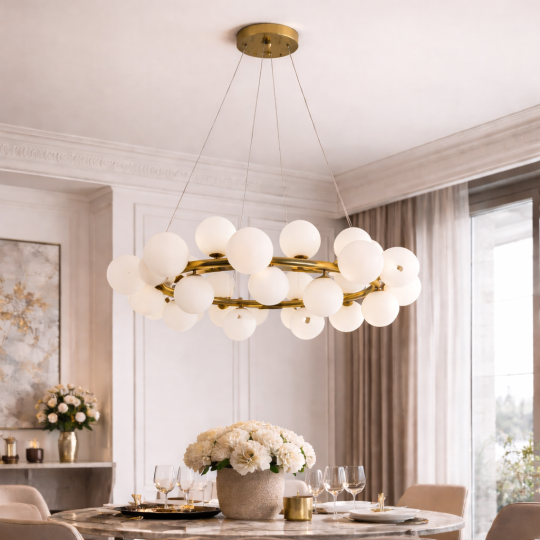 A floating ring of golden light for grand spaces