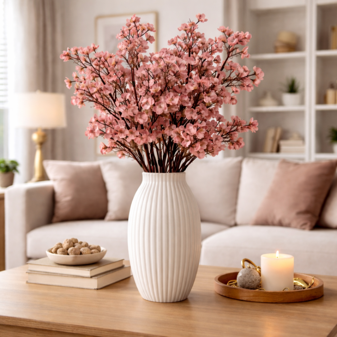 Artificial Blush Pink Cherry Blossom Stem