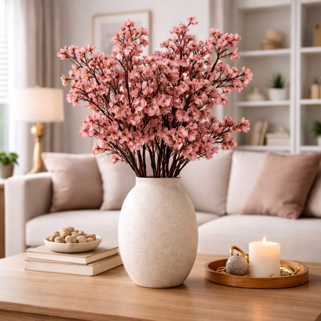Artificial Blush Pink Cherry Blossom Stem