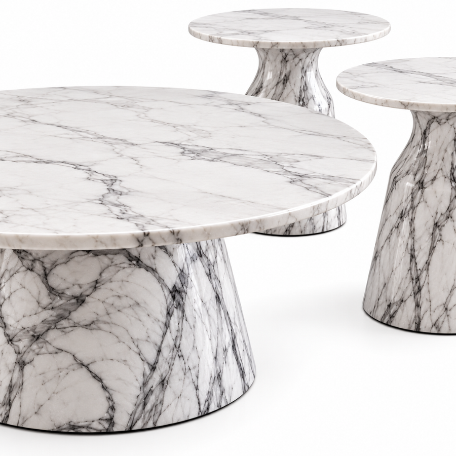 Polished Stone Tops with Metallic Trim