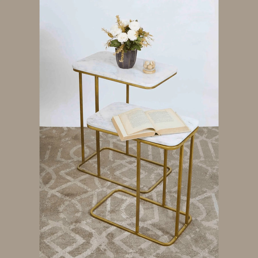 A marble finish laminated top
