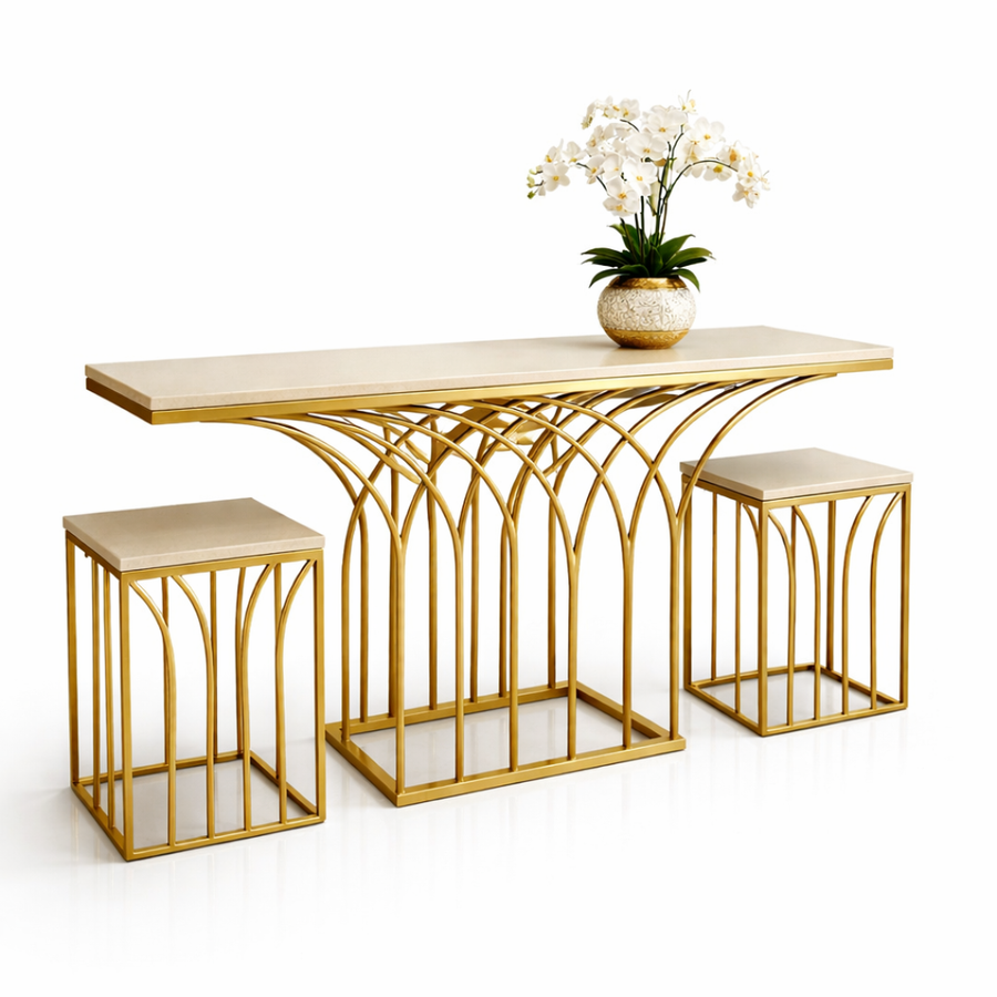 One Big Console, Two Matching Side Tables