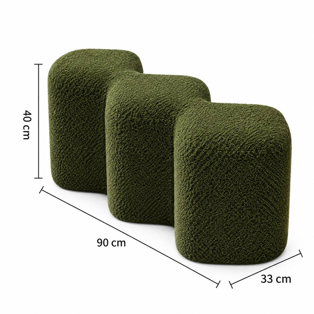 Cloud bench ottoman dimensions: 90 cm long x 33 cm deep x 40 cm high