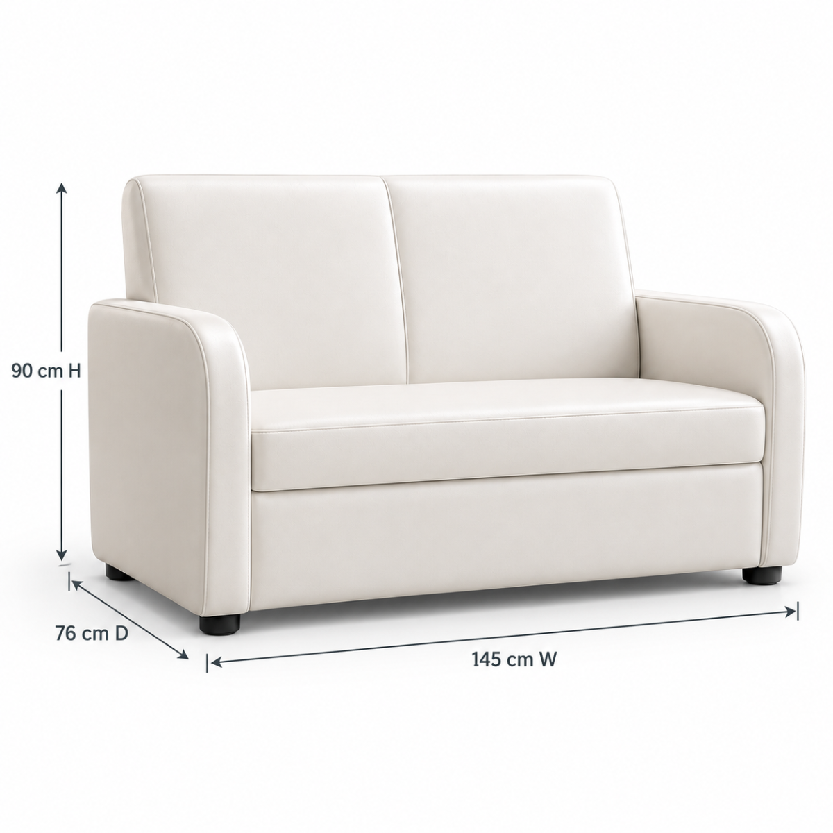 Wooden Twist Medora Care 2 Seater Sofa dimensions diagram - 145cm width, 76cm depth, 90cm height