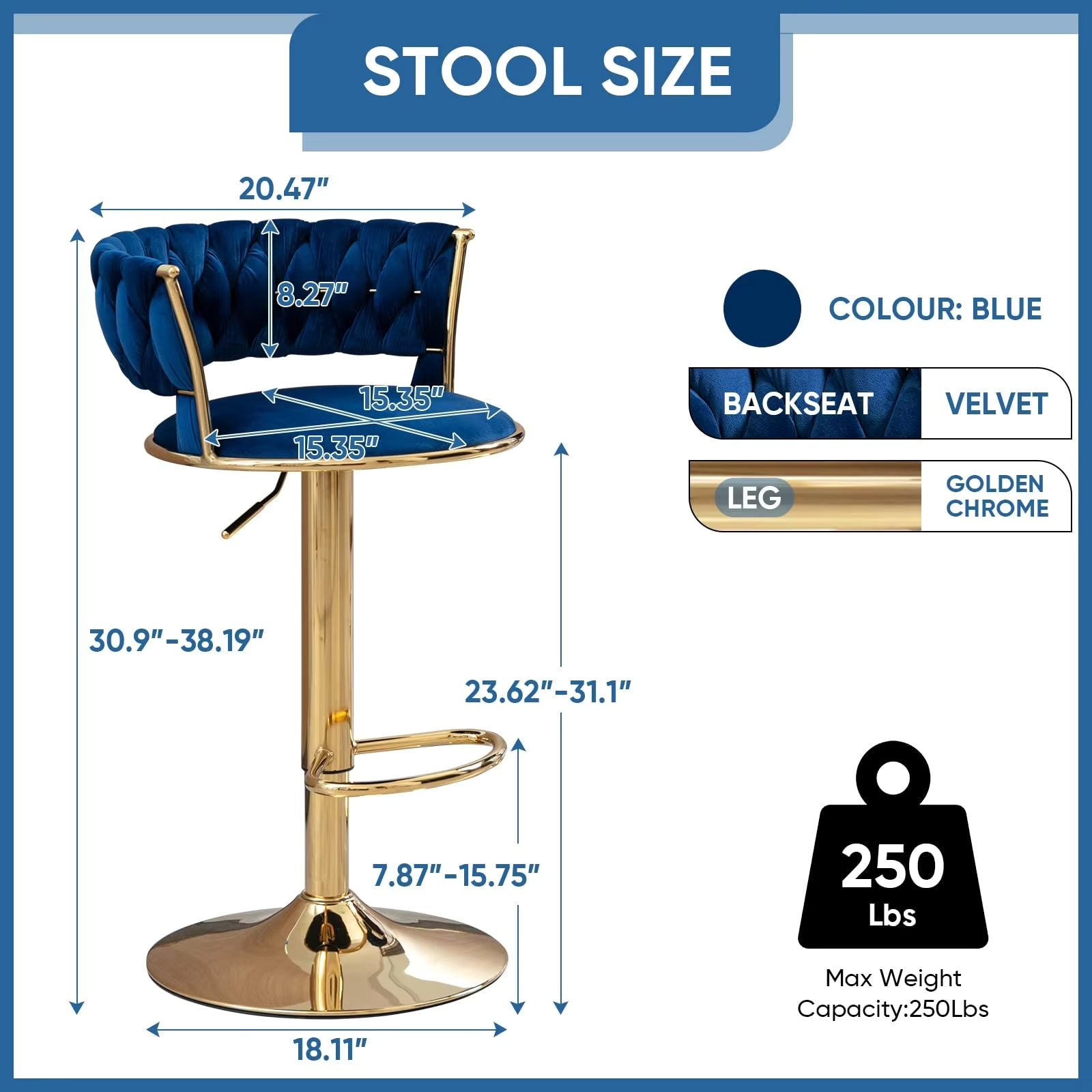 Bar Stool Blue Color