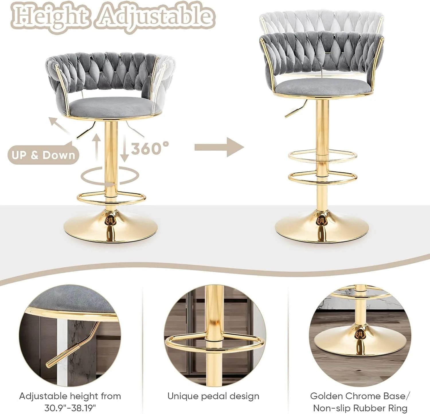 Metal Bar Stool Light Grey