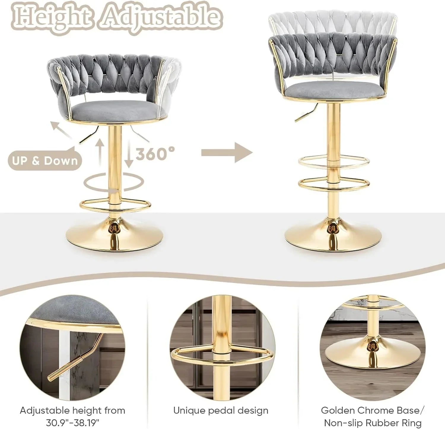Metal Bar Stool Light Grey