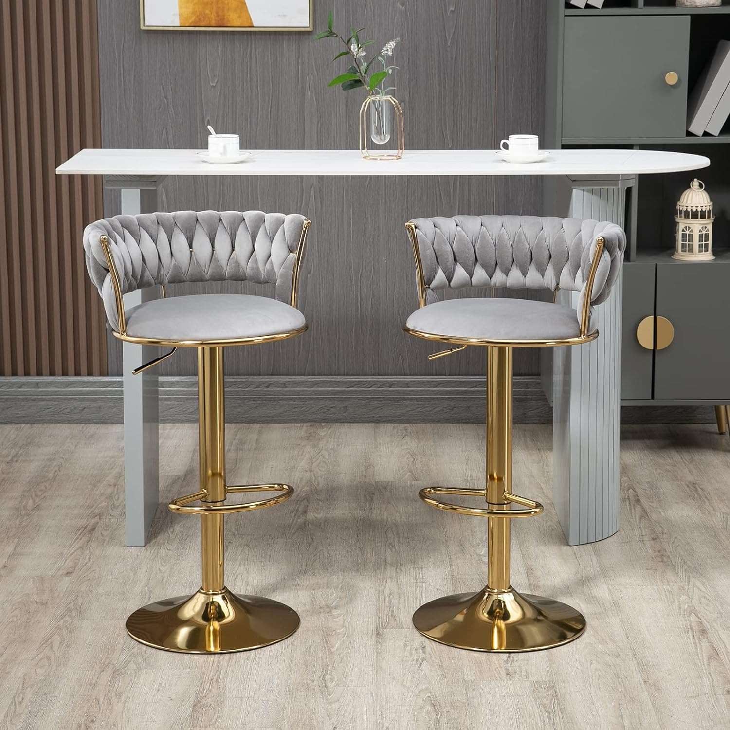 Metal Bar Stool Light Grey
