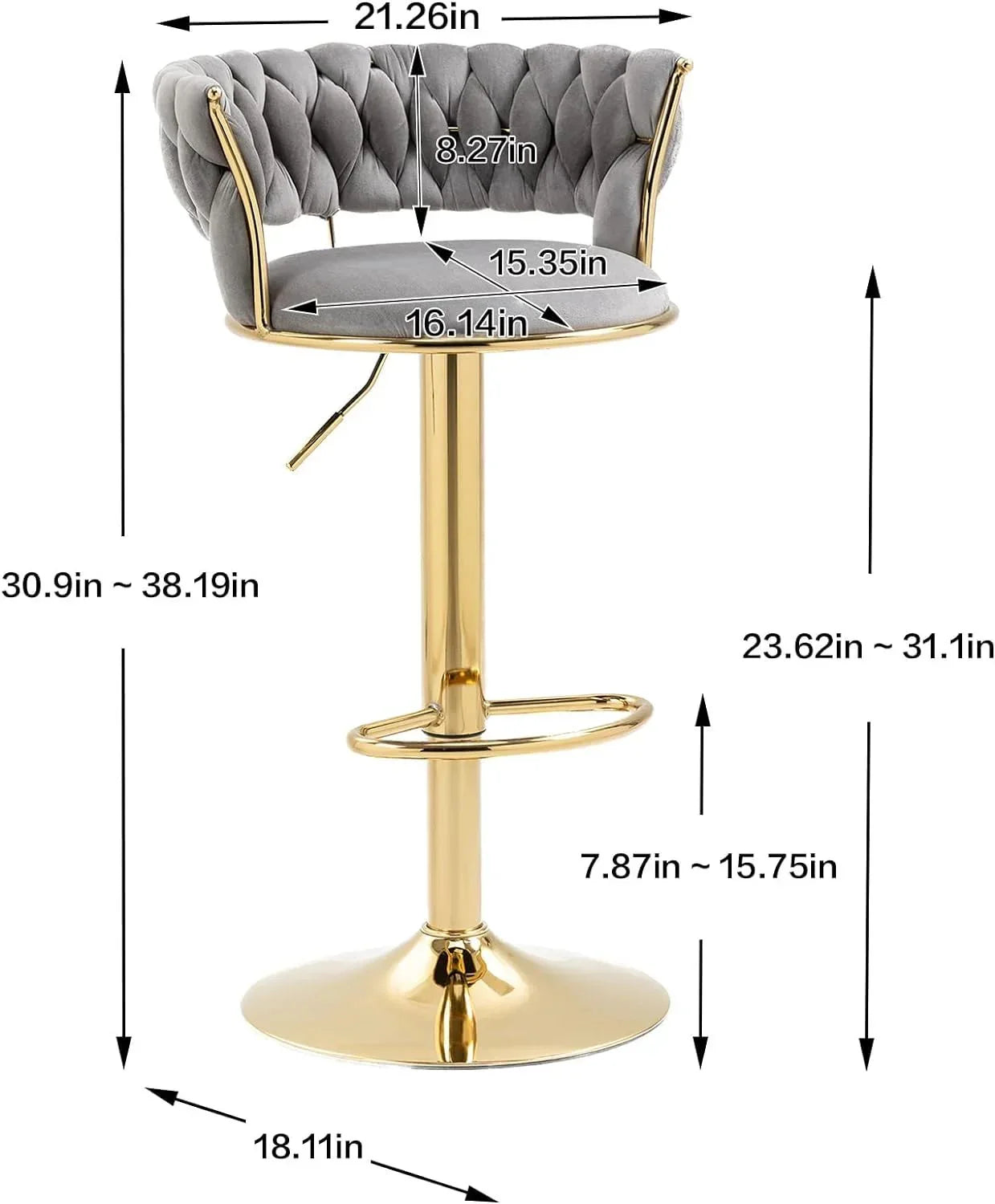 Wooden Twist Modern Cafe Bar Stool Chair With Golden Metal Frame Island Chairs
