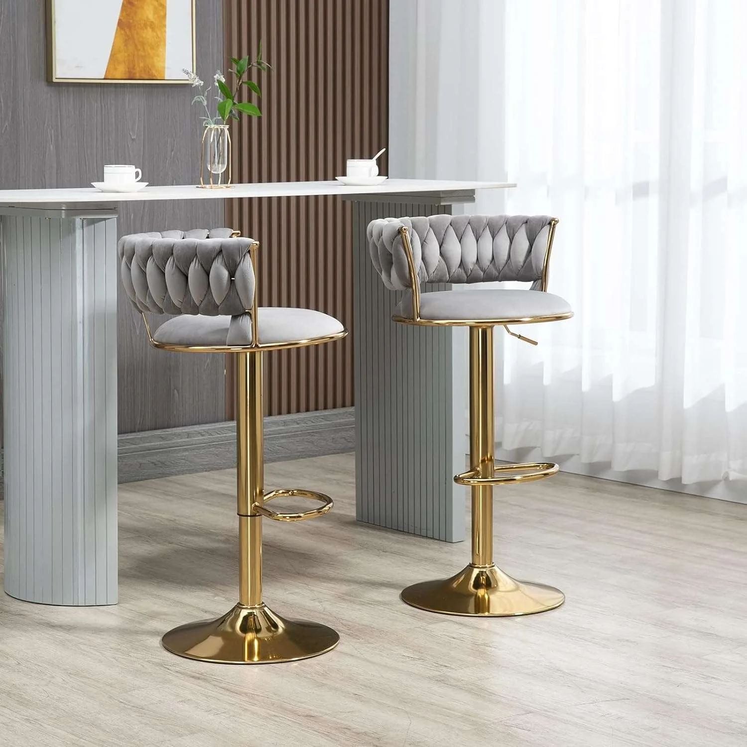 Metal Bar Stool Light Grey