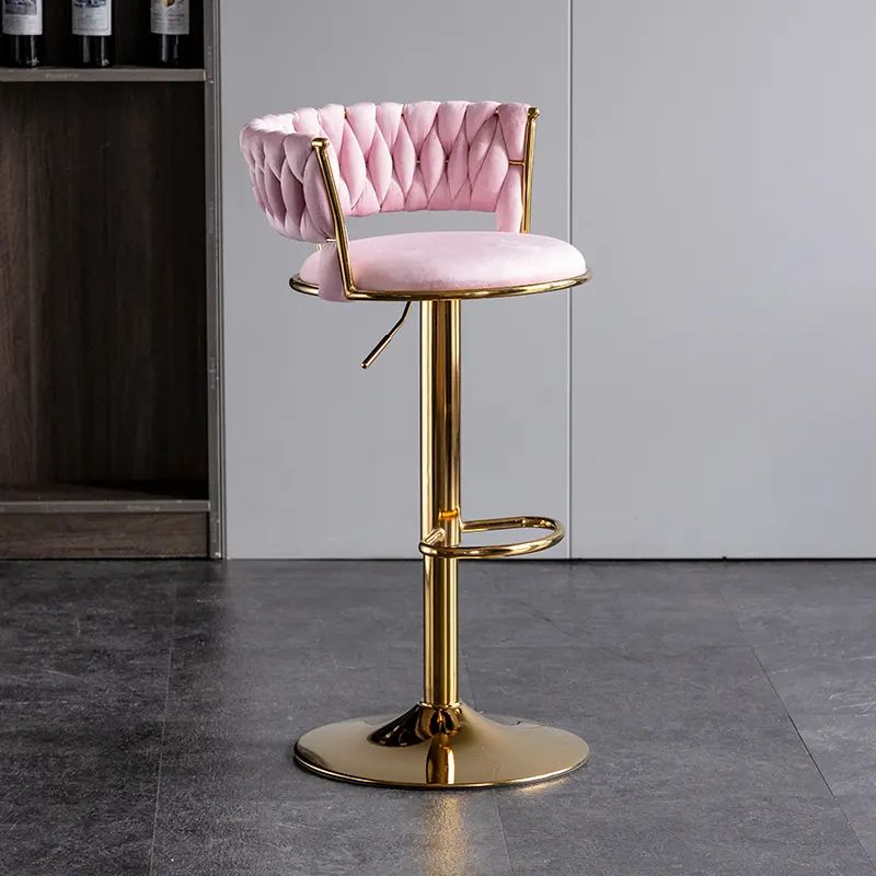 Metal Bar Stool Pink Color