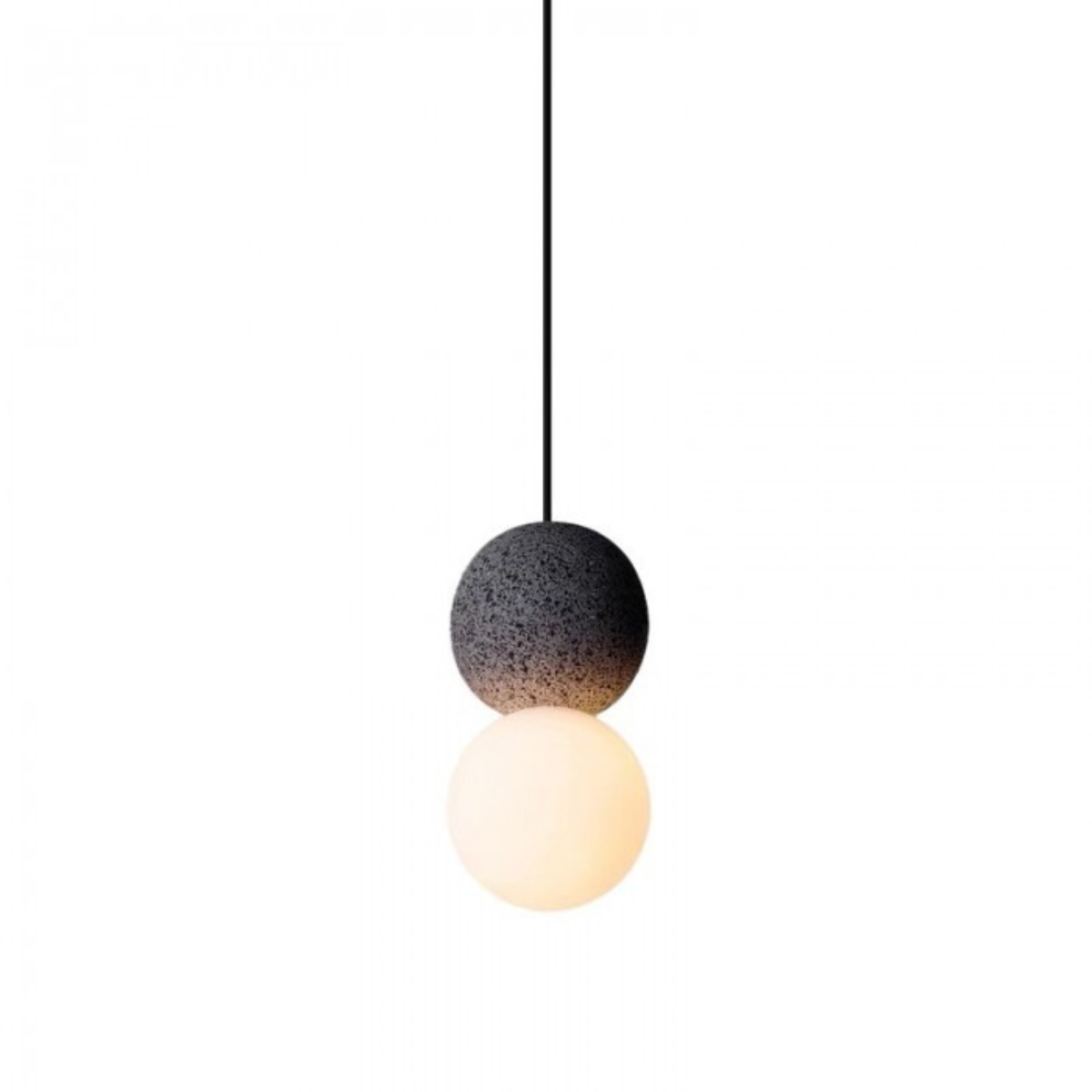 front view of the dual-ball cement and frosted glass pendant on white background