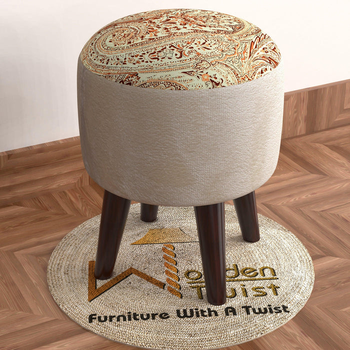Wooden Twist Elite Puffy Ottoman Stool For Living Room Pack Of 1
