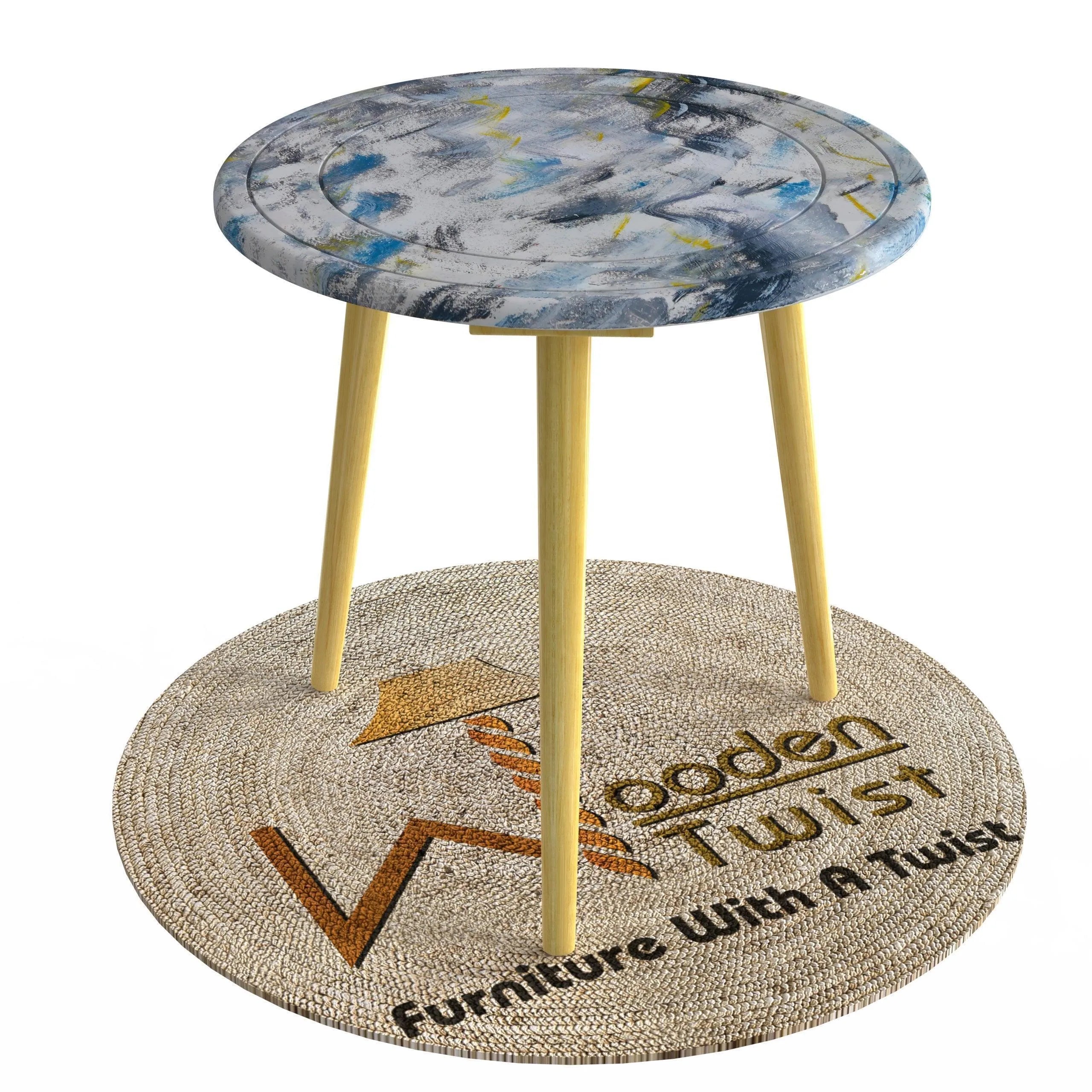 Wooden Twist Small Foldable Solid Wood Round End Table - Wooden Twist UAE